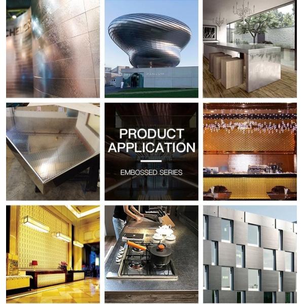 304 316 Decorative Materials Texture Metal sheet PVD Rose Gold Color Embossing 2wl Stainless Steel Sheet