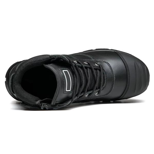Botas de seguridad de pie de acero estándar SBP de piel corregida de capa superior corregida negra