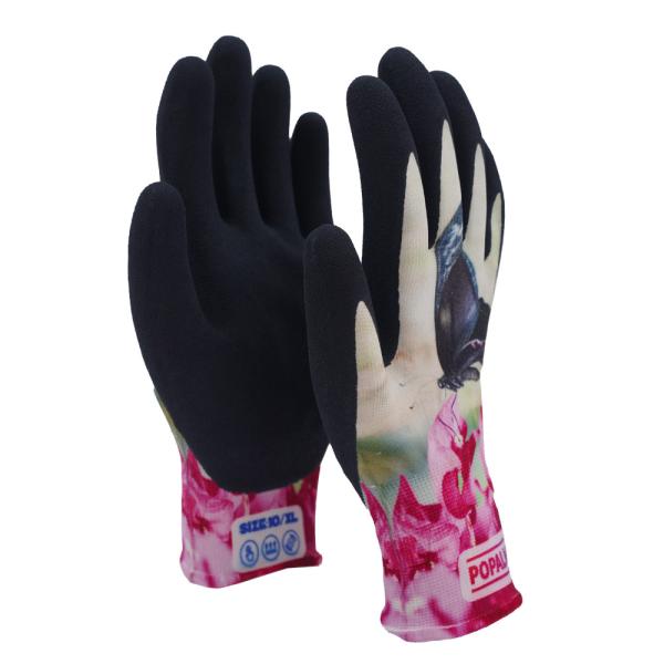 POPALM Outdoor Garden Gloves Digital Animal Print Latex Coated Breathable Protective For All Work