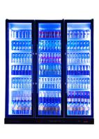 Réfrigérateur froid de boissons de barre de 3 portes d'énergie faite sur commande de luxe en verre de réfrigérateur