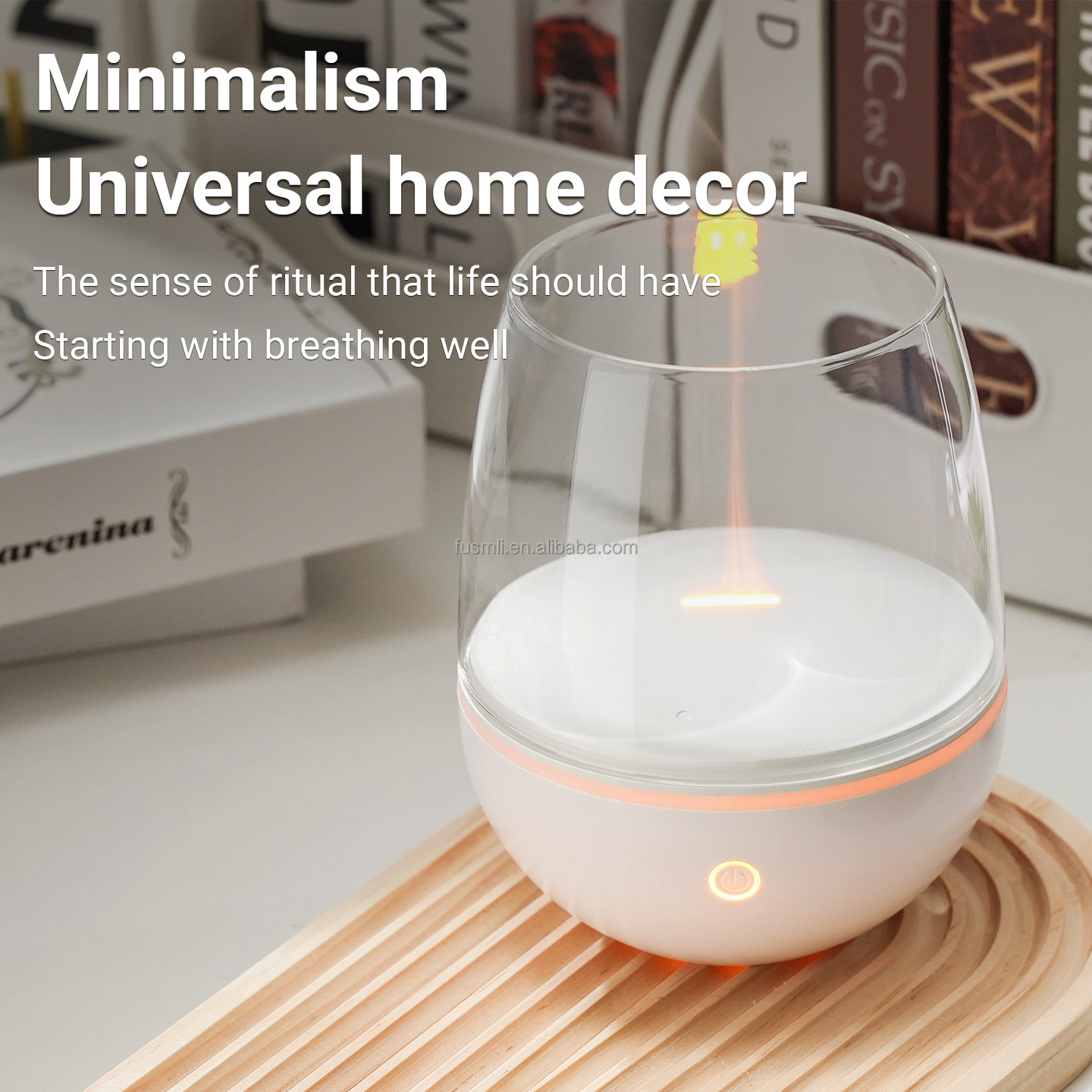 Factory Customized Room Direct Sale Fire Flame Glass Aromas Diffuser Air Essential Oil Ultrasonic Humidifier