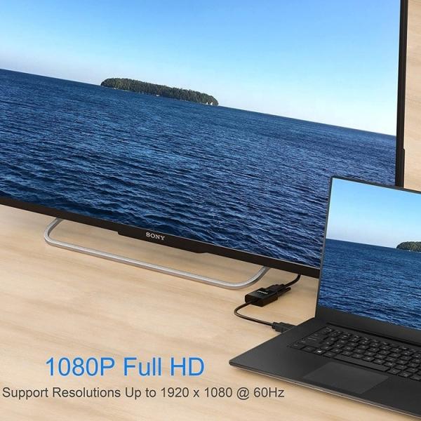 1080P 4K HDM TV I Male to VGA Female Adapter with 3.5 Audio Jack Power for Computer PC Monitor HDTV