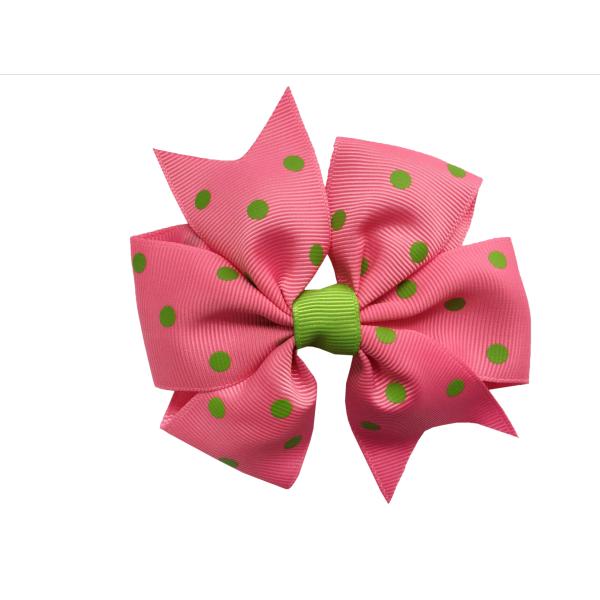Dot Printing Kids Hair Accessories , Multi Color Grosgrain Ribbon Hair Bows