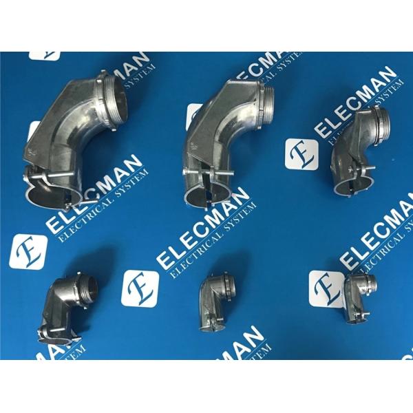 Штуцеры гибких спиральных трубок 90 градусов оцинковывают электрический соединитель выжимкы 2 дюйма 3 дюйма