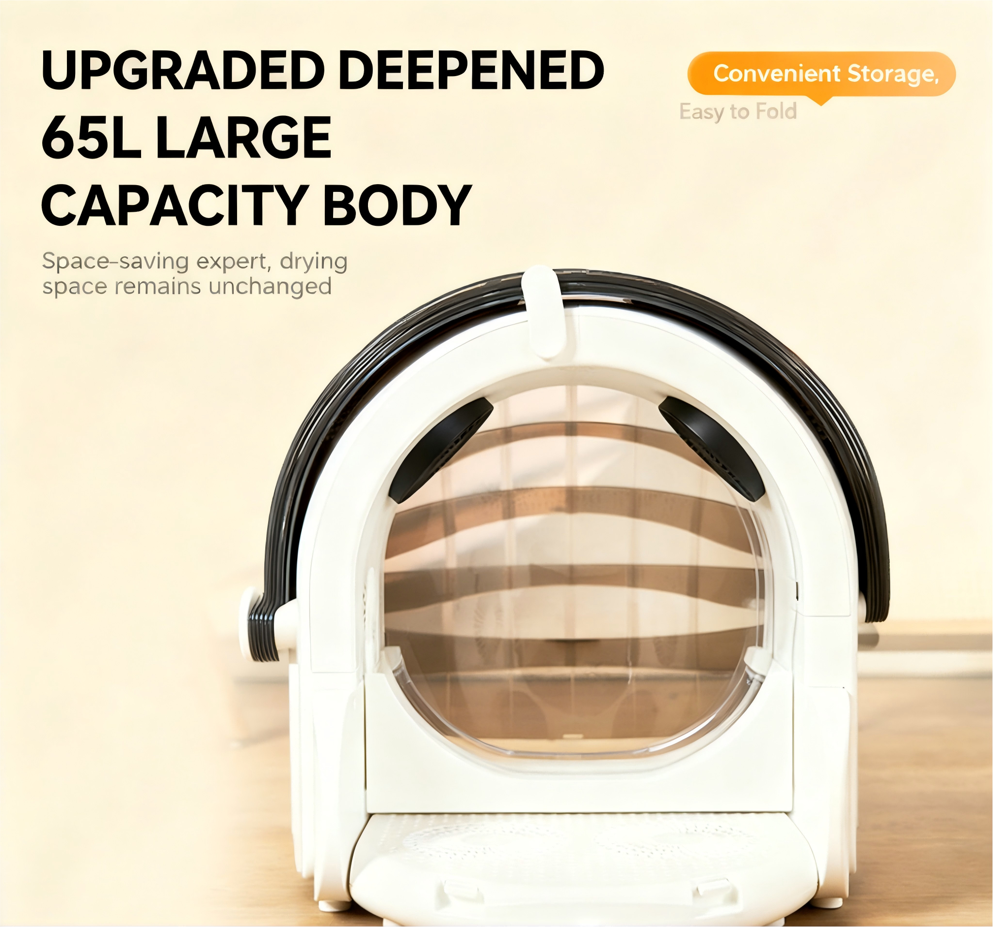 Automatic Foldable Plastic ABS Pet Drying Box Large Capacity 65L Electric Quick Drying Low Noise Digital Display