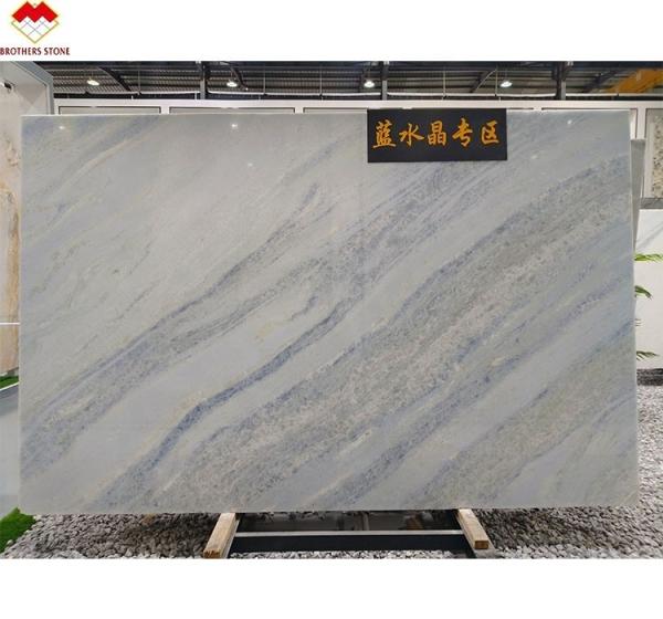 Fantasy Blue Marble Vanity Top Countertop Table OEM Custom Blue Crystal Quartz Stone