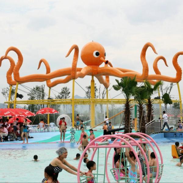 Customized Outdoor Octopus Spray For Aqua Play Water Park Items Fiberglass Equipment