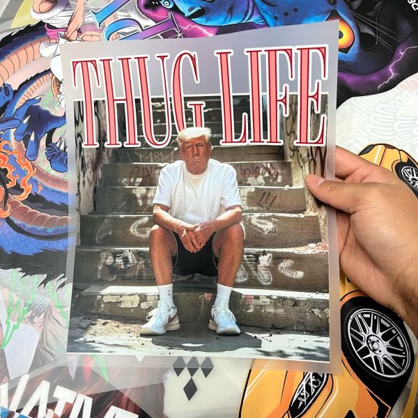 Trump Thug Life DTF Transfer – Ready To Press Custom Heat Press Stickers, Wholesale Design For Clothing & Streetwear