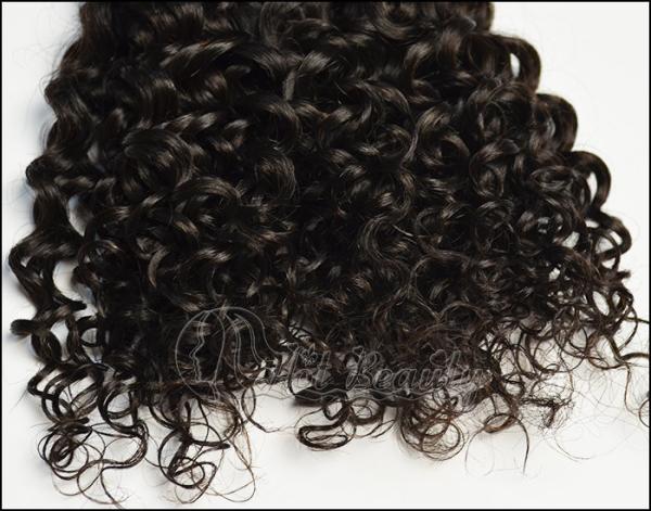 Natural Black 100 Indian Remy Hair Extensions 14 - 28 , Kinky Curly Human Hair