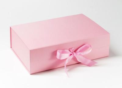 Papel reciclado rectángulo plegable atractivo de la caja de la maleta de la cartulina con la cinta