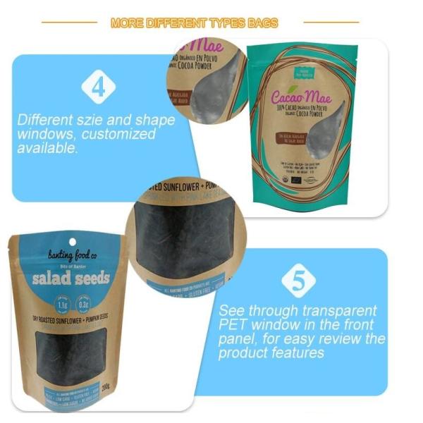 Wholesale Biodegradable Zipper Brown Kraft Paper Bags Tea/Food Packaging Stand Up Paper k Bag