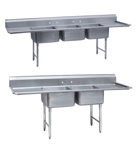 Commercial Kirchen Stainless Steel Inlet And Outlet Bench  With Double Sink  Bowl  Assembling Sink Table