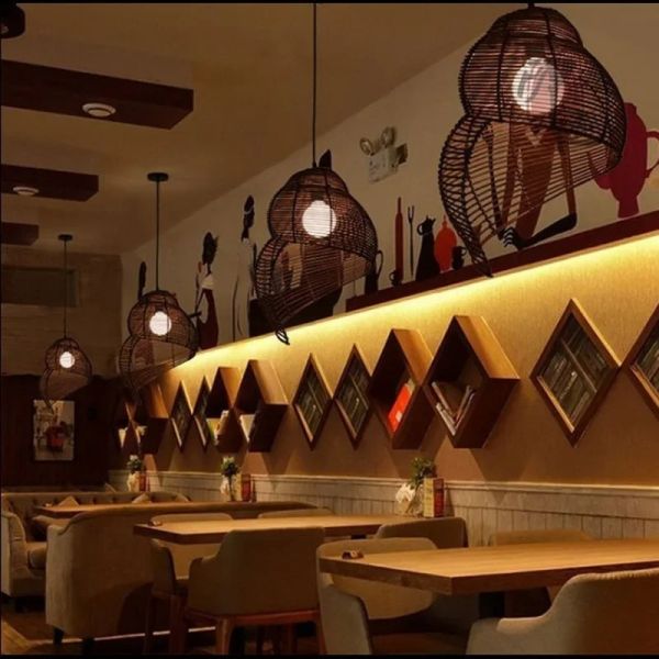 Study Room Lights Parlor home decor Southeast Asia Bamboo Conch Pendant Lamp(WH-WP-110)