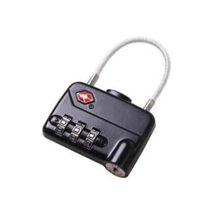 Cable zinc alloy TSA travel lock& Fashion Design black Tsa Luggage Lock& 80g Tsa Bag Number Lock