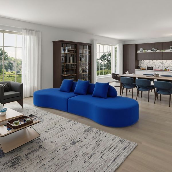 3M Long Comfortable Sectional Sofa 3M Long Multi-Functional Home Hotel Apartment Living Room Sofas Fabric Sponge Filling