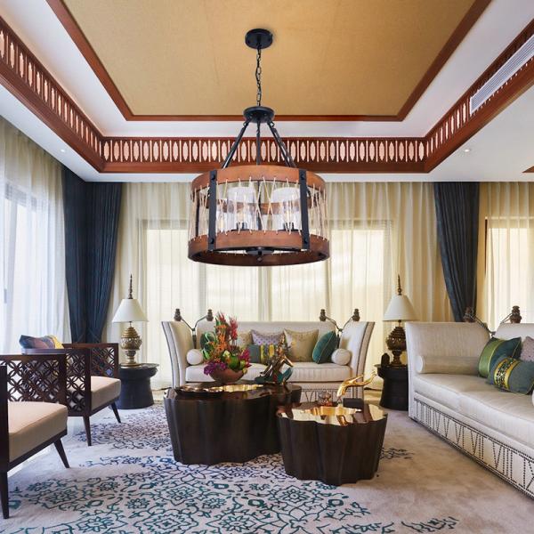 America Country Round Iron Wooden E27 Light Bulb Chandelier Pendant Lights(WH-VP-159)