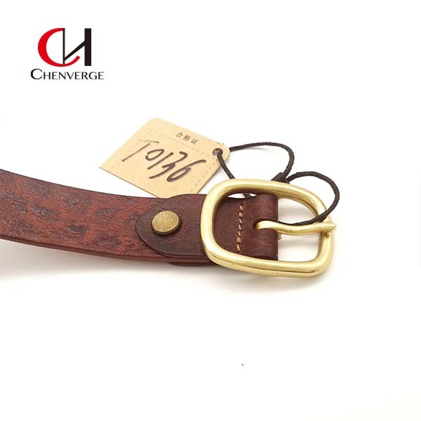 Cowhide Crocodile Embossed Leather Belt