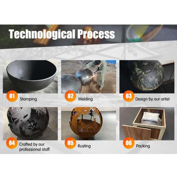 900mm Decorative Corten Globe Steel Fire Pit Handcrafted