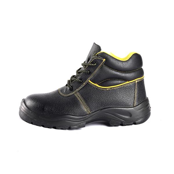 Comfortable EVA Insole Middle Cut Safety Shoes Embossed Cow Leather Upper