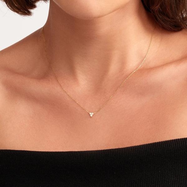 Pendente de Zircon de Ouro 18K Cadeia de Prata Trio Diamante Cubico Colar de Zircon