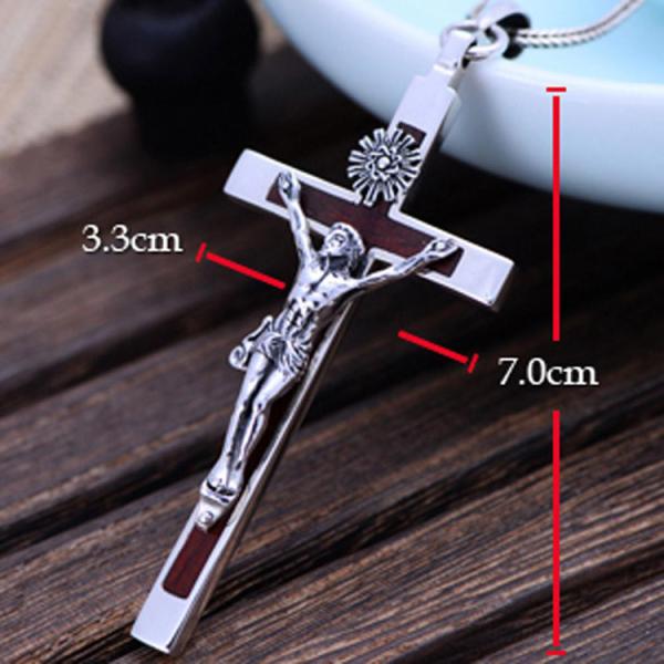 Women's and Men's Gothic Style 925 Silver Cross Pendant Necklace with Sandalwood（XH038761）