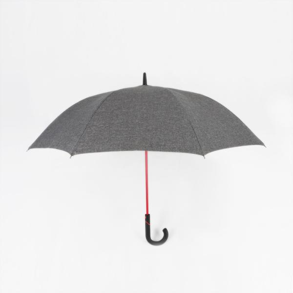 Polyester Personalised Golf Umbrella , Grey Black Umbrella With Curved Handle
