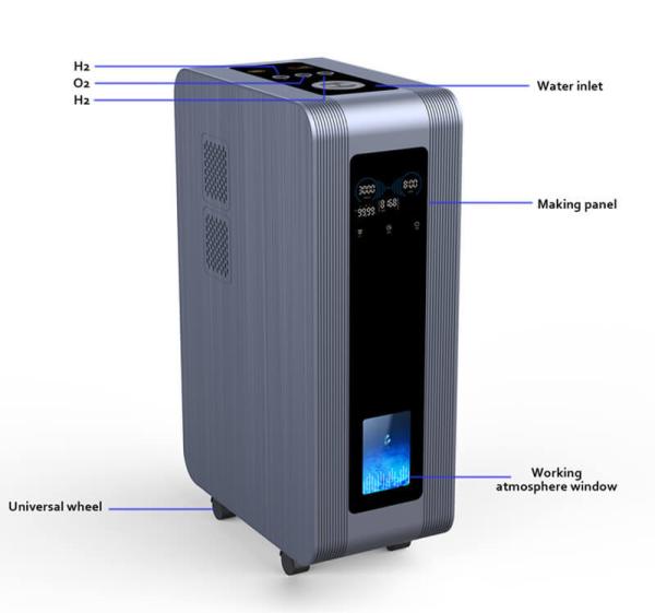 Máquina de inhalación de hidrógeno de grado médico 3600 ml/min con 8000 h de vida útil