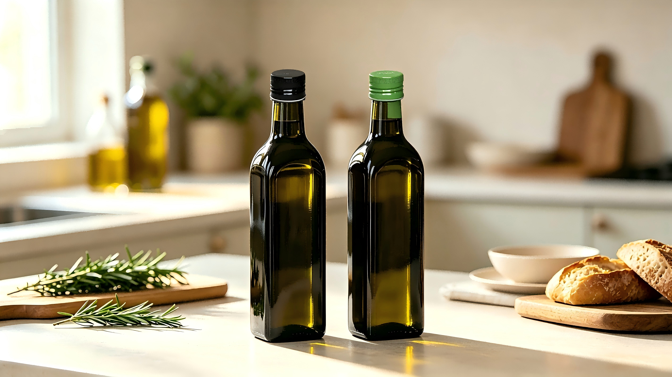 Premium Aluminium Screw Cap 31.5mm Silver Rolled Edge PE Pourer Olive Oil Bottles