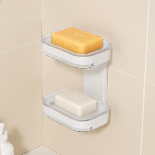 No Drilling Strong Adhesive Plastic Shower Caddy Soap Holder for Bathroom and Kitchen