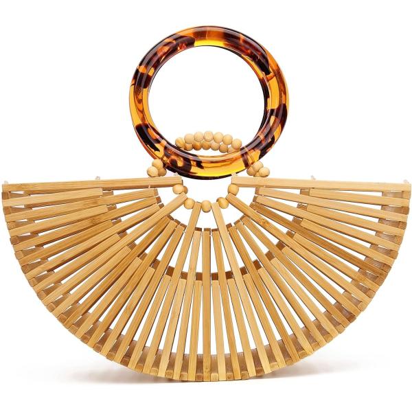 Miuco Womens Bamboo Handbags Handmade Purses Tote Bag