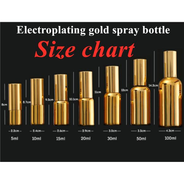 Luxury Shiny 30ml 50ml 60ml Gold UV Electroplate Serum golden glass Essential Oil Glass Dropper Bottle with Spray Head