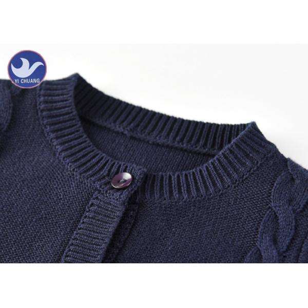 Unisex Cable Knitting Girls Cardigan Sweaters , Toddler Girl Black Cardigan 2 Pockets