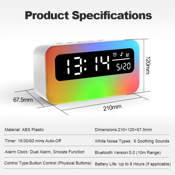 Manual Button Switch Mode Rechargeable LED Night Light 4000mAh Bluetooth Speaker White Noise Bedside Lamp App Control