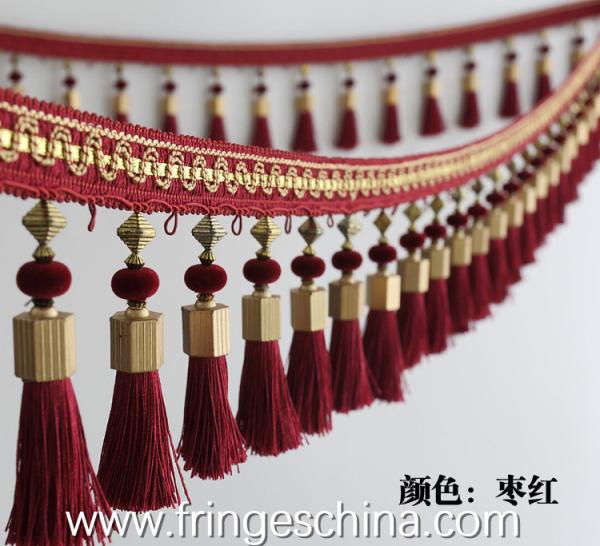 Handmade fashionable chain beads lace tassels fringes for curtain/sofa/pillow/stage decoration