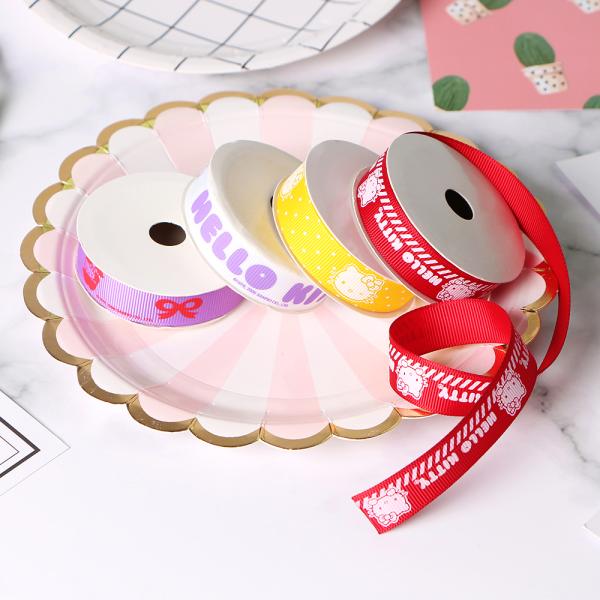 Single Face Custom Heat Thermal Transfer Flowers Ribbon Trim with Plant Printed Sample