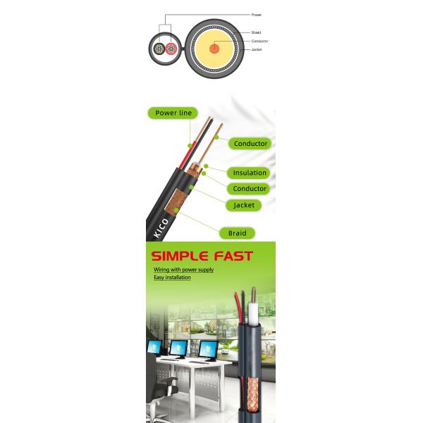 KICO OEM Brand RG59+2C Cable RG59 Coaxial Cable for CCTV and Video