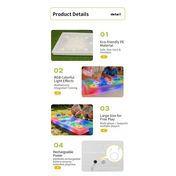 Modern Interactive LED Light Touch Sensor Educational Toy PE Material for Hand Eye Coordination Sensory Play for Bedroom Use