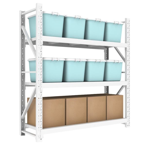 Adjustable Medium-Duty Steel Rack System for Warehouse Storage with Multi-Layer Design