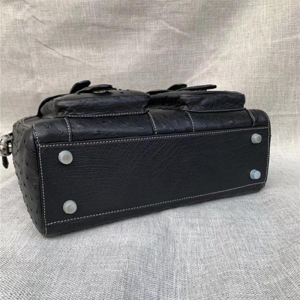 Exotic Authentic Ostrich Skin Men's Large Casual Flap Pockets Handbag Travel Purse Genuine Leather Male Shoulder Bag