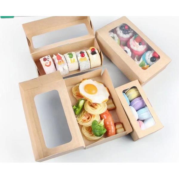 Lid With Lid Disposable Kraft Paper Cake or Bread Container Box Take Away Container US