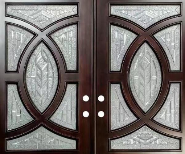 1625MM Zinc Caming Decorative Stained Glass Entry Doors Windows 1in Thickness