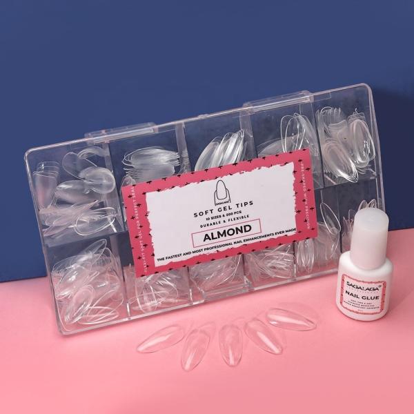 Acrylic Easy Tapered Long Clear XL XXL XXXL Straight No Non C Curve Square Nail Tips Stiletto Nail Tip Full Coverage