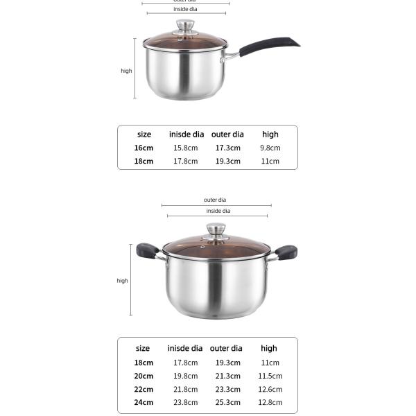 High Quality Home Kitchen Cooker Pasta Pot Stainless Steel Soup Stock Pot Induction Cooking Pot With Lid