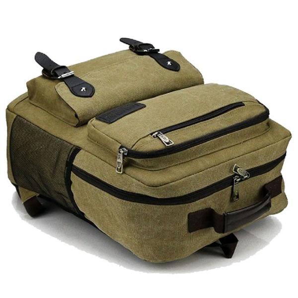 Colleges Army Green Vintage Canvas Rucksack With Handle