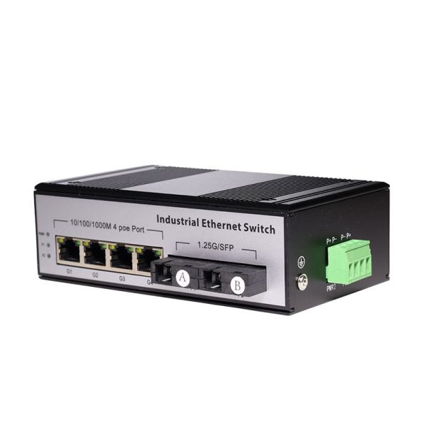 DC 9-57V Industrial Fiber Switch Integrates 2 SC Fiber Ports 4 RJ45 Ethernet Ports