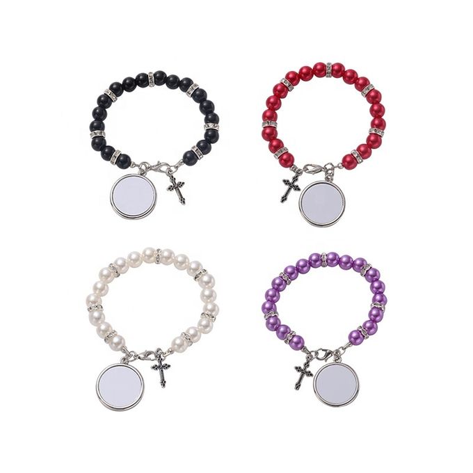 Colored Sublimation Blank Catholic Rosary Beads Bracelet Blank For DIY Jewelry Making