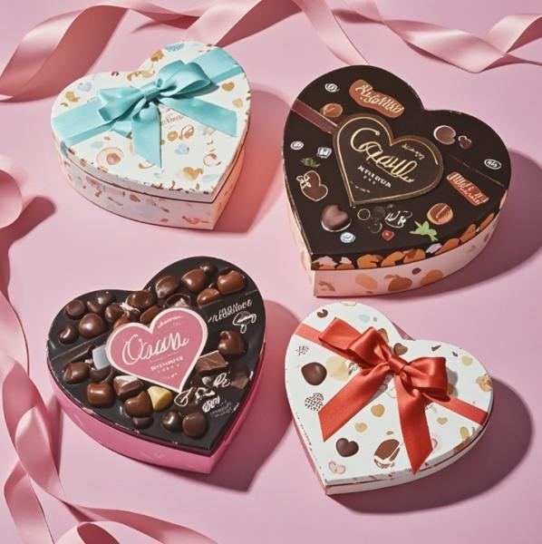 Valentine's Day Wholesale Customized Logo Chocolate Truffle Paper Packaging Gift Box Chocolate Box with Ribbon
