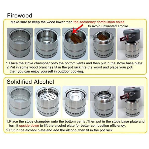 Portable Camping Stove Stainless Steel Wood Burning Stove for Outdoor Adventures