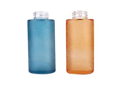 Refillable Frosted Glass Lotion Bottles Empty Cosmetic Bottles With Wooden Cover And Pump