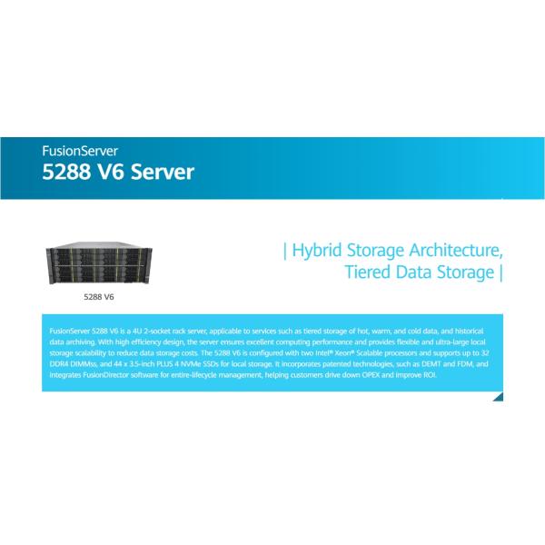 Data Storage FusionServer 5288 V6 Huawei Rack Server Intel C621A